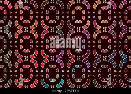 Beautiful Seamless of flowers in different shape field on dark brown background vector. Cute vintage floral pattern. Stock Vector