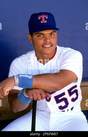 Texas Rangers Catcher Ivan Pudge Rodriguez during his rookie year ina game  against the Chicago White Sox March 30,1991.(AP Photo/Tom DiPace Stock  Photo - Alamy