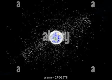 Space debris around the planet Earth. Elements of this image furnishing NASA. High quality photo Stock Photo