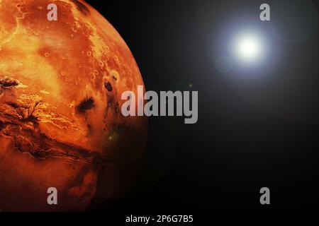 Planet Mars on a dark background. Elements of this image furnishing NASA. High quality photo Stock Photo