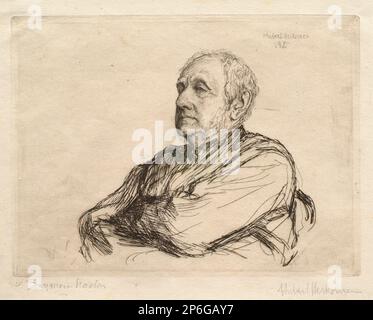 Hubert von Herkomer, Portrait of Sir Francis Seymour Haden, 1892, etching and drypoint on laid paper. Stock Photo