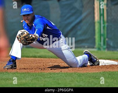 April 9, 2012 Placentia, CA.IMG Academy First baseman Manny Ramirez Jr. #44  during the National Classic Tournament Prep Baseball game between Cypress High  School and IMG Academy at El Dorado High School..Louis