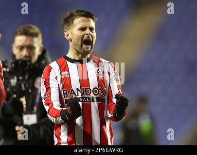 Reading, England, 7th March 2023.  Oliver Norwood of Sheffield Utd celebrates the win during the Sky Bet Championship match at the Select Car Leasing Stadium, Reading. Picture credit should read: Paul Terry / Sportimage Stock Photo