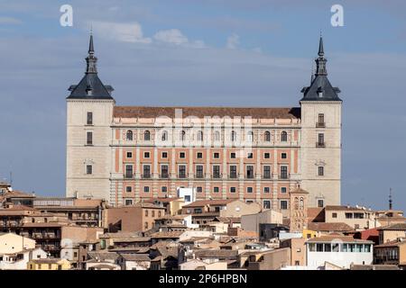 Alcazar of Toledo: Majestic Fortress Overlooking the Historic City and Scenic Landscape Stock Photo