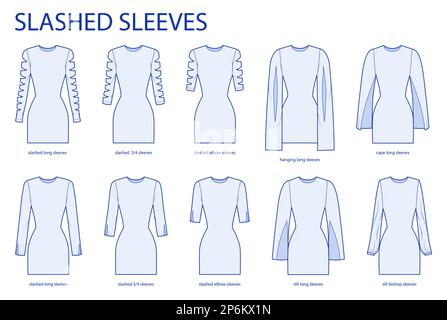 Set of Slashed sleeves clothes long, short, hanging, cape, slashed