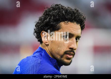 Munich, France, Germany. 7th Mar, 2023. MARQUINHOS of PSG during a Paris Saint-Germain training session at Allianz Arena Stadium on March 07, 2023 in Munich, Germany. (Credit Image: © Matthieu Mirville/ZUMA Press Wire) EDITORIAL USAGE ONLY! Not for Commercial USAGE! Stock Photo