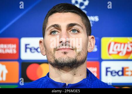 Munich, France, Germany. 7th Mar, 2023. Marco VERRATTI of PSG during a Paris Saint-Germain press conference at Allianz Arena Stadium on March 07, 2023 in Munich, Germany. (Credit Image: © Matthieu Mirville/ZUMA Press Wire) EDITORIAL USAGE ONLY! Not for Commercial USAGE! Stock Photo