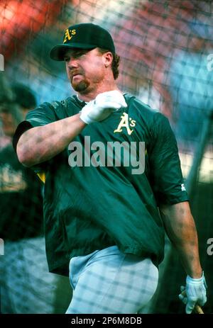 Mark McGwire of the Oakland Athletics during a game at Anaheim