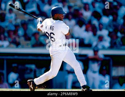 Eric Young of the Los Angeles Dodgers during a game at Dodger