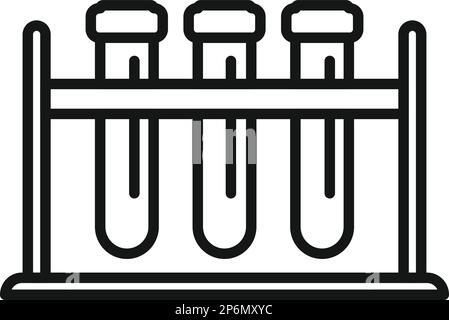 Test tube stand icon outline vector. Corona lab. Nose sample Stock Vector