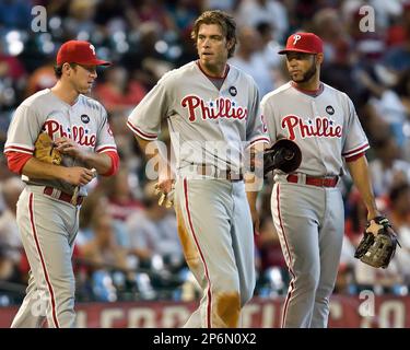 Chase Utley (re.) und Jayson Werth (beide Philadelphia Phillies) jubeln - Y  (PHI