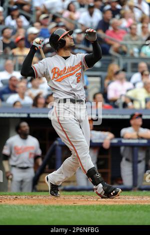 April 02, 2011; Bronx, NY, USA; New York Yankees outfielder Curtis  Granderson (14) before game against the Detroit Tigers at Yankee Stadium.  Yankees defeated the Tigers 10-6. (Tomasso De Rosa/Four Seam Images