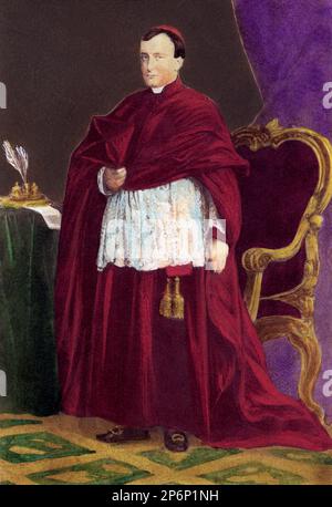 1870 ca :  The Cardinale Lucien Louis Joseph Napoleon   BONAPARTE Prince of Canino and Musignano ( Roma 1828 - 1895 )  , at time of  Pope PIO IX ( 1792 - 1878 ). He was born in Rome, the son of Charles Lucien Bonaparte and his wife Zenaide Laetitia Julie Bonaparte. His paternal grandparents were Lucien Bonaparte and his second wife Alexandrine de Bleschamp. His maternal grandparents were Joseph Bonaparte and Julie Clary. His godfather was the future Napoleon III of France, first cousin to both his parents. Cardinal Bonaparte was ordained to the priesthood on December 13, 1856 by Pope Pius IX, Stock Photo