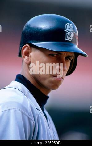 27 Feb. 1996: Seattle Mariners infielder Alex Rodriguez (3) posses