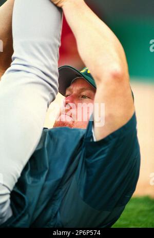 Jim Edmonds of the Anaheim Angels during a game at Anaheim Stadium in  Anaheim, California during the 1997 season.(Larry Goren/Four Seam Images  via AP Images Stock Photo - Alamy