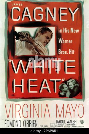 1949 : The FILM NOIR  movie  WHITE HEAT  by Raoul Walsh , with JAMES CAGNEY , Virginia Mayo and Edmond O'Brien  , from a novel by Virginia Kellogg   - FILM - CINEMA   - poster pubblicitario - poster - advertising - locandina  ----  Archivio GBB Stock Photo