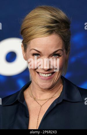 Andrea Anders arrives at the season three premiere of "Ted Lasso" on
