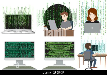 Set of mix the computer code illustration Stock Vector Image & Art - Alamy