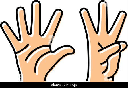 eight number hand gesture line icon vector. eight number hand gesture ...