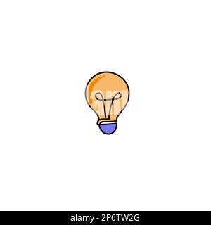 Vector illustration with color bulb on white background. Bright Colored Abstract Image. Late Updates Presented. Cartoon picture to cobmine objects. Stock Vector