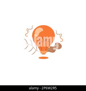 Vector illustration with color bulb on white background. Bright Colored Abstract Image. Late Updates Presented. Cartoon picture to cobmine objects. Stock Vector