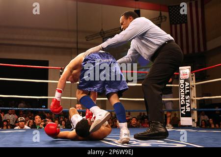 Blonde Girl Getting Knocked Out Boxing Stock Photo 55532395