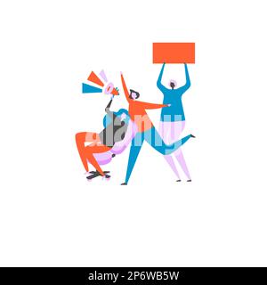 People talking about important things. Colleagues discussing agenda and brand new information. Single object without background. Bright color vector Stock Vector