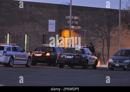 Laredo Police Department units are posted by the main entrance to