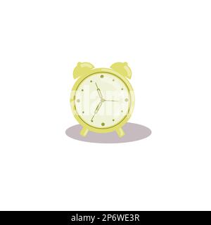 Vector illustration with school and office supplise laing on desk. Paper, pencil, pen, ruller, clock. Letters digits. Hand drawing bright color image. Stock Vector