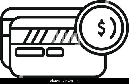 Credit card compensation icon outline vector. Money benefit. Work payment Stock Vector