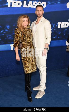 Westwood, CA. March 7, 2023, Dichen Lachman and Maximilian Osinski arriving at the Apple Original Series “Ted Lasso” season 3 red carpet premiere held at the Regency Village Theater on March 7, 2023 in Westwood, CA. © Lisa OConnor/AFF-USA.com Stock Photo