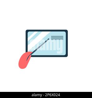 Vector illustration with school and office supplise laing on desk. Paper, pencil, pen, ruller, calendar. Letters digits. Hand drawing bright color Stock Vector