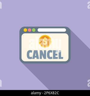 Cancel payment icon flat vector. Card error. Money debit Stock Vector