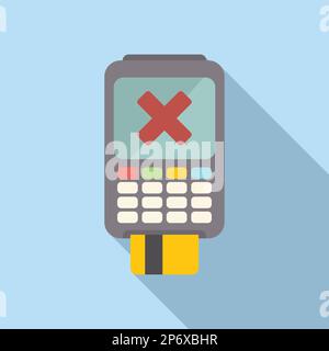 Cancel pos terminal icon flat vector. Card error. Debit money Stock Vector