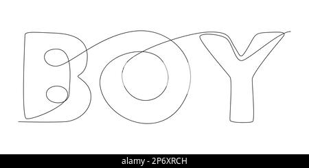 One continuous line of Boy word. Thin Line Illustration vector concept. Contour Drawing Creative ideas. Stock Vector