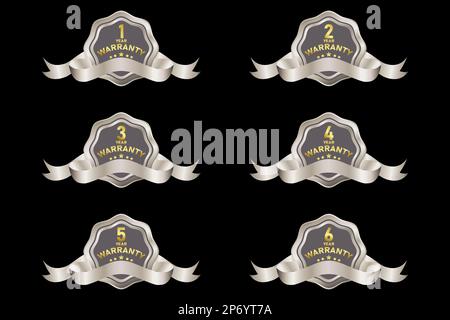 warranty badge elements gold color, with premium colors, seals, medals ...