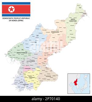 Administrative vector map of the Democratic Peoples Republic of Korea Stock Photo