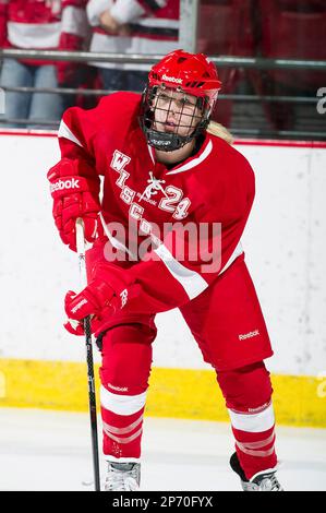 Wisconsin Badgers Karley Sylvester (24) Battles For The Puck During An ...