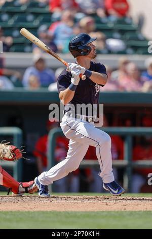 Detroit Tigers' Matt Vierling bats against the San Diego Padres during the  third inning of a baseball game Sunday, July 23, 2023, in Detroit. (AP  Photo/Duane Burleson Stock Photo - Alamy