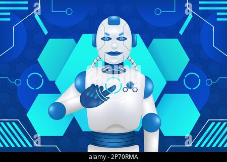 Robots rule the tech world, 3d illustration Stock Vector