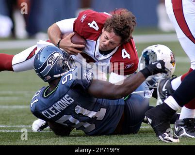 Seattle Seahawks' Chris Clemons (91) pressures Chicago Bears' Jay