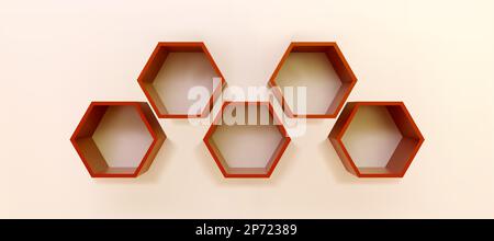 3D empty white hexagon shelves wall seamless pattern Stock Vector Image ...