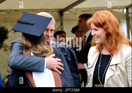 Sarah Duchess of York right looks on as Britain s Prince Andrew