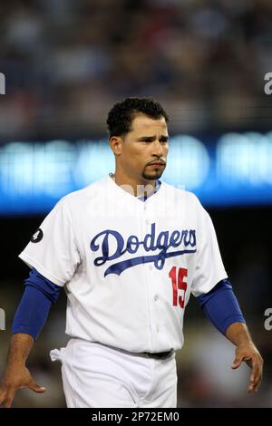 Los Angeles Dodger shortstop Rafael Furcal reacts to an umpires call during  the sixth inning of the Los Angeles Dodgers home opener. (Credit Image: ©  Tony Leon/Southcreek Global/ZUMApress.com Stock Photo - Alamy