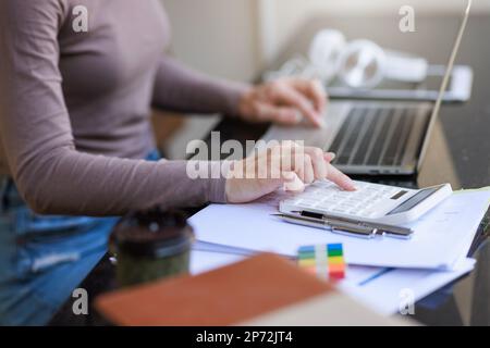 Education concepts, High school Young female student or college students fell happy with studying reading or researching and doing homework using comp Stock Photo