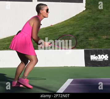 La Quinta, CA on March 7, 2023. Pink participating at the 19th Annual Desert Smash Charity Celebrity Tennis Tournament benefiting the Playing For Change Foundation held at the La Quinta Resort and Club, A Waldorf Astoria Resort in La Quinta, CA on March 7, 2023. © Majil/ AFF-USA.com Stock Photo