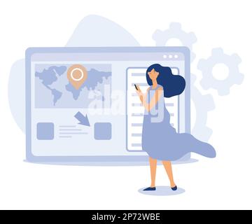 Analytics software concept, Marketing research, click tracking, tag management, focus group, target audience, data collection, digital survey, flat ve Stock Vector