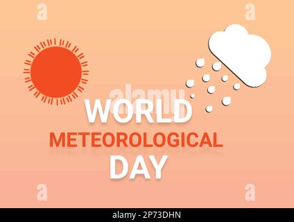 World Meteorological Day. Vector illustration with sun and clouds on the lite orange background. Stock Vector