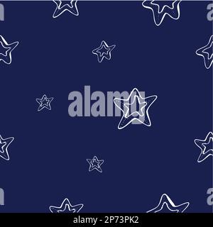Hand drawn seamless star pattern with ink doodles. Stock Vector