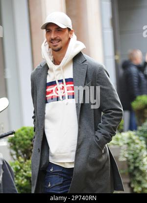 Milan, . 07th Mar, 2023. Milan, 07-03-2023 Zlatan Ibrahimovic, AC Milan striker, after a quick lunch in a well-known restaurant in the center goes home and gets into one of his many cars to go to training. Credit: Independent Photo Agency/Alamy Live News Stock Photo
